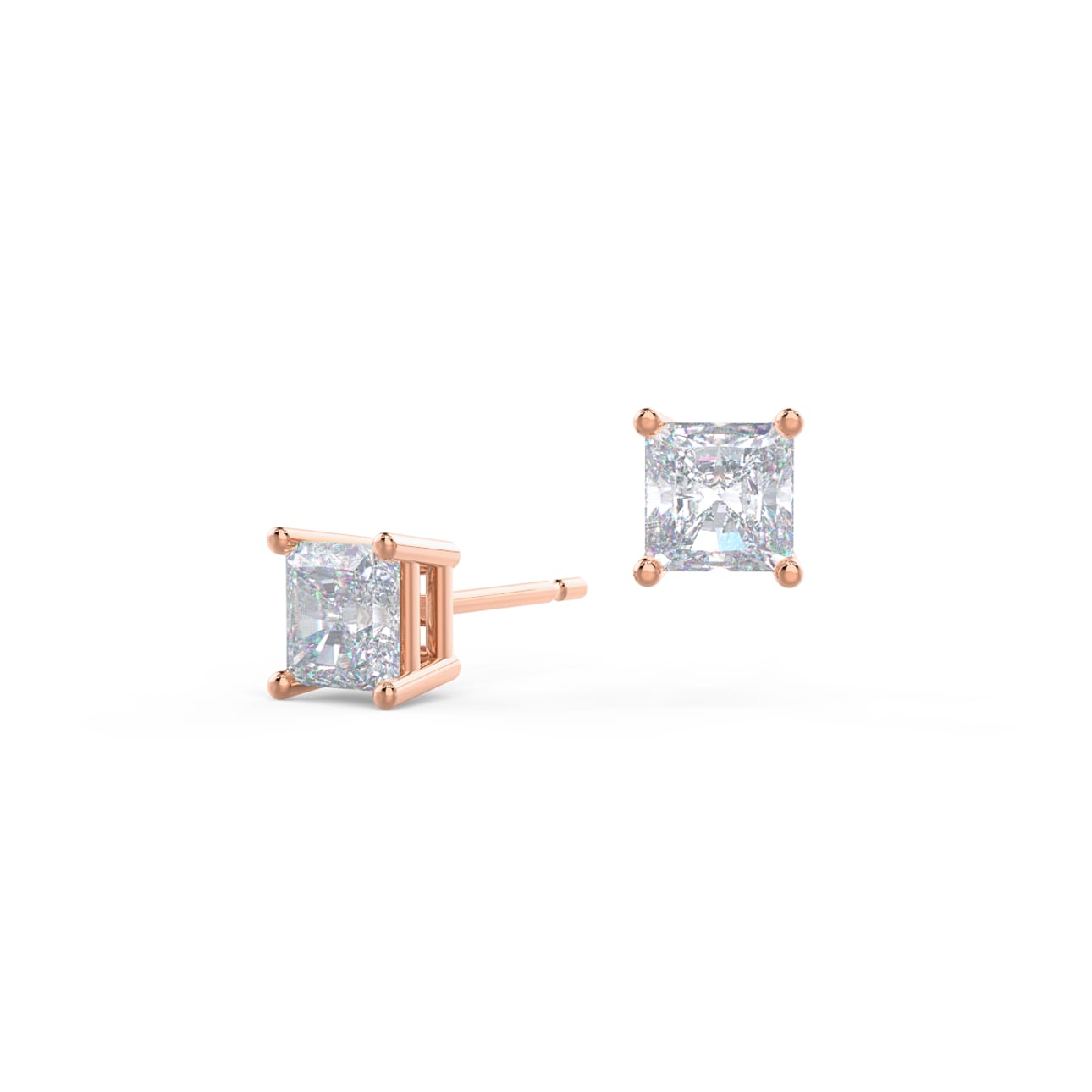 Solitaire Stud Earrings with 1.0 CT-3.0 CT Radiant Cut Moissanite