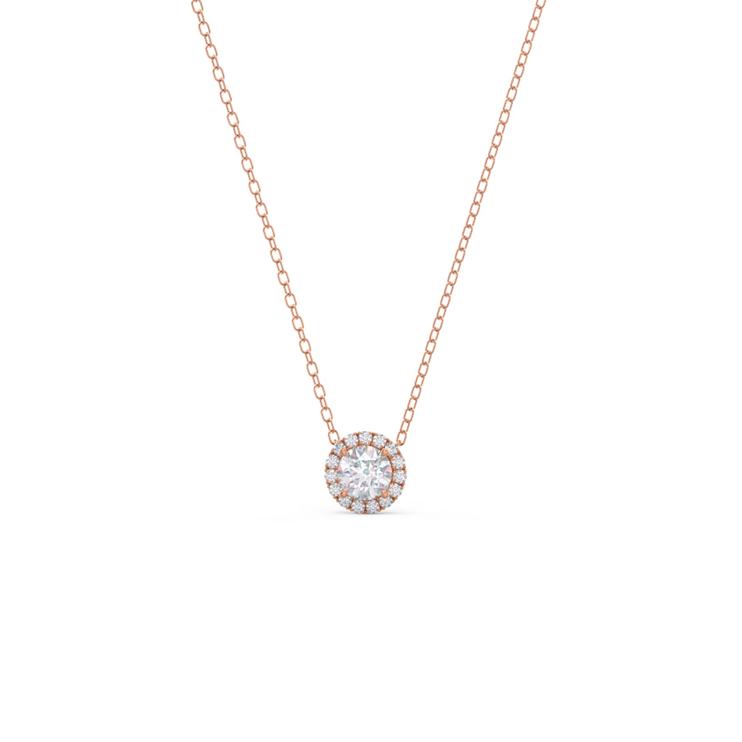 Halo Necklace with 0.35 CT Round Cut Moissanite