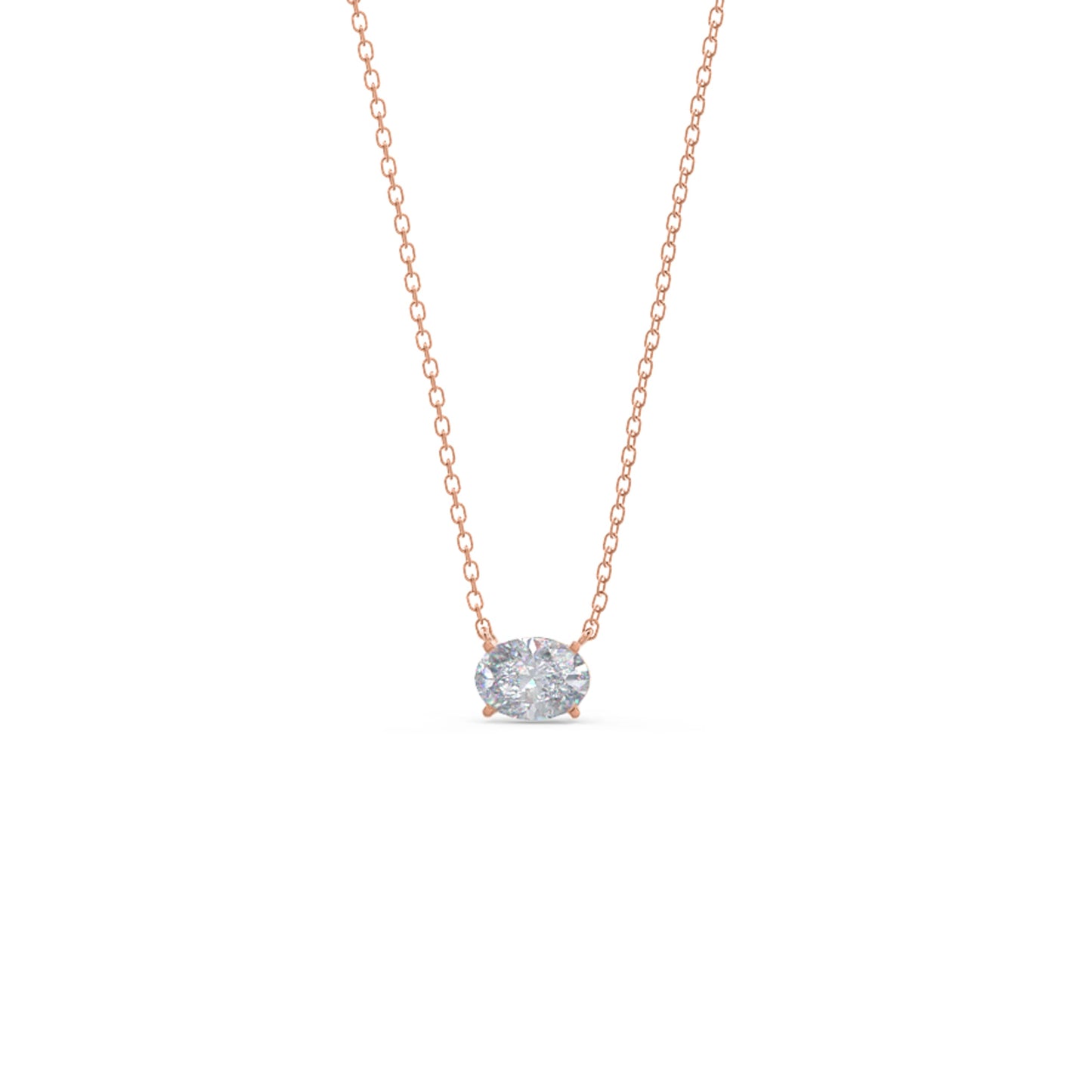 Solitaire Necklace with 0.35 CT East-West Oval Cut Moissanite