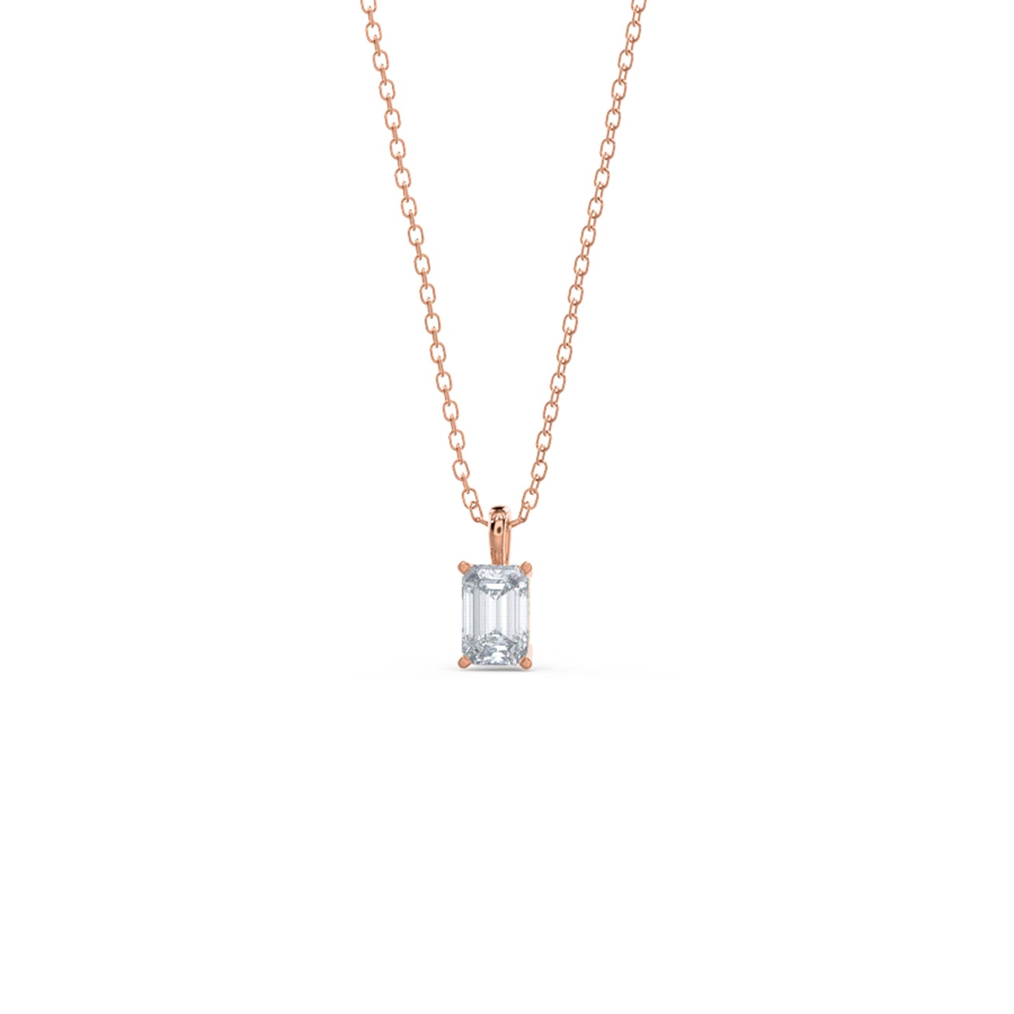 Solitaire Necklace with 0.70 CT Classic Emerald Cut Moissanite