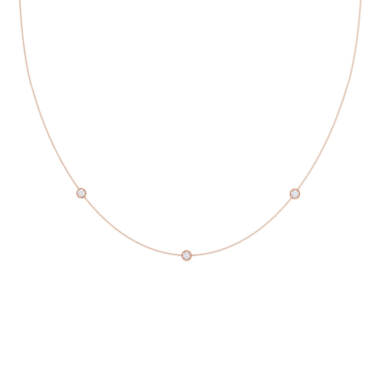 Triple Bezel Necklace with 0.50 TCW Floating Round Cut Moissanite