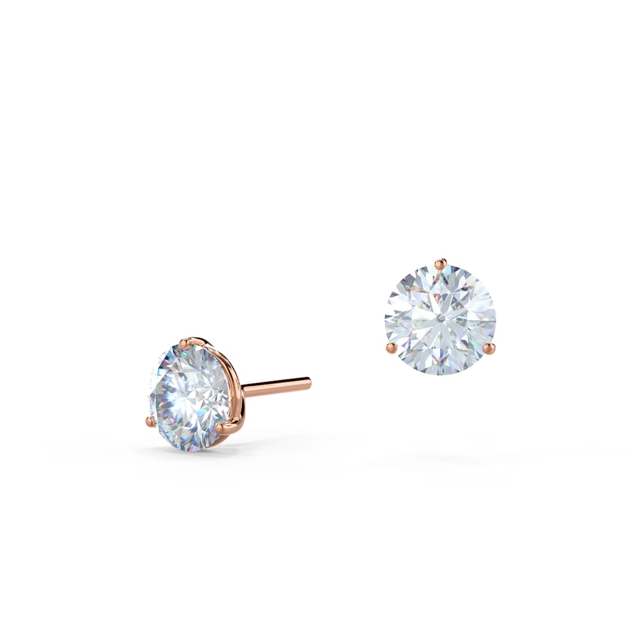 Solitaire Stud Earrings with 0.70 CT-1.50 CT Round Cut Moissanite