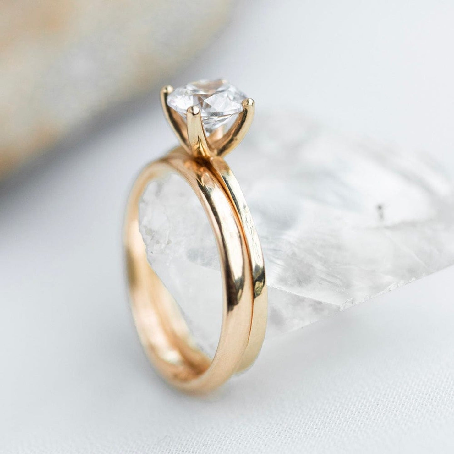 0.90 CT Round Moissanite Solitaire Engagement Ring
