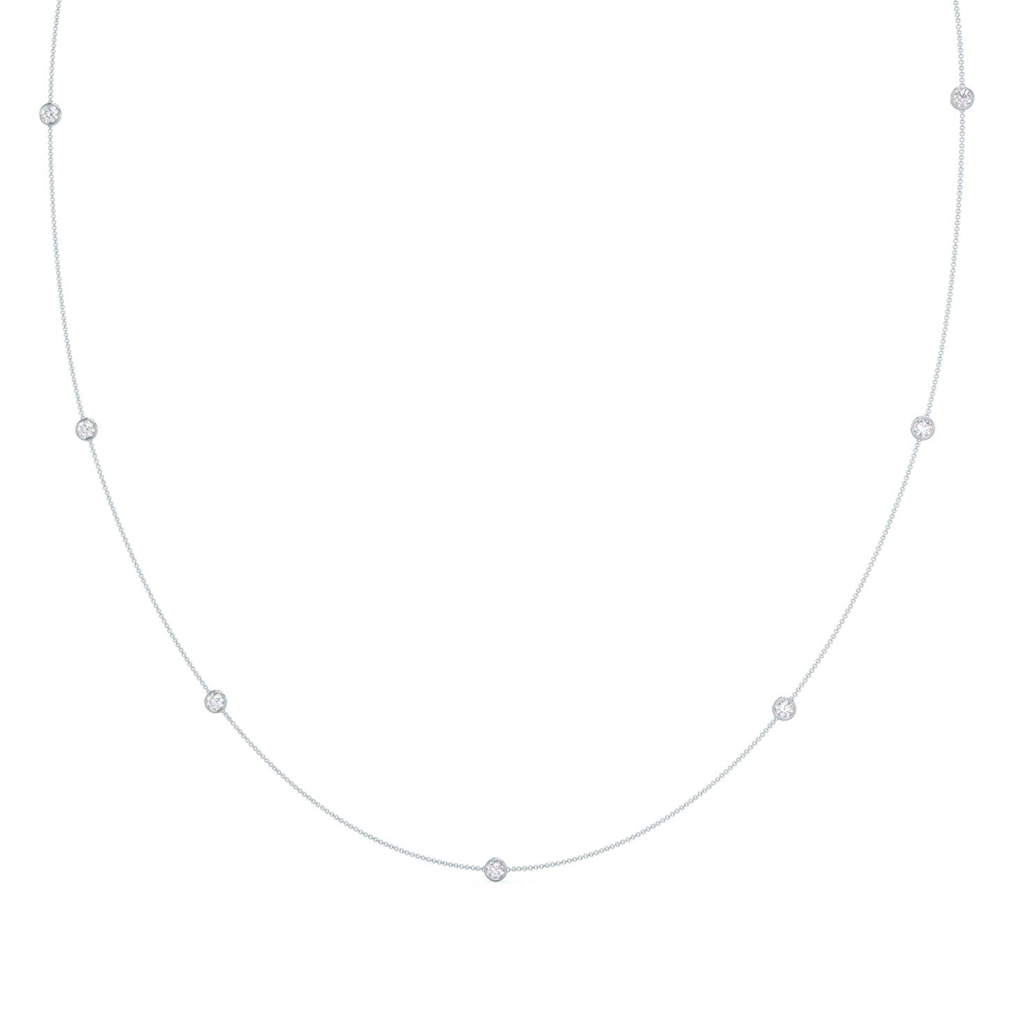 Bezel Necklace with 0.35 TCW Floating Round Cut Moissanite