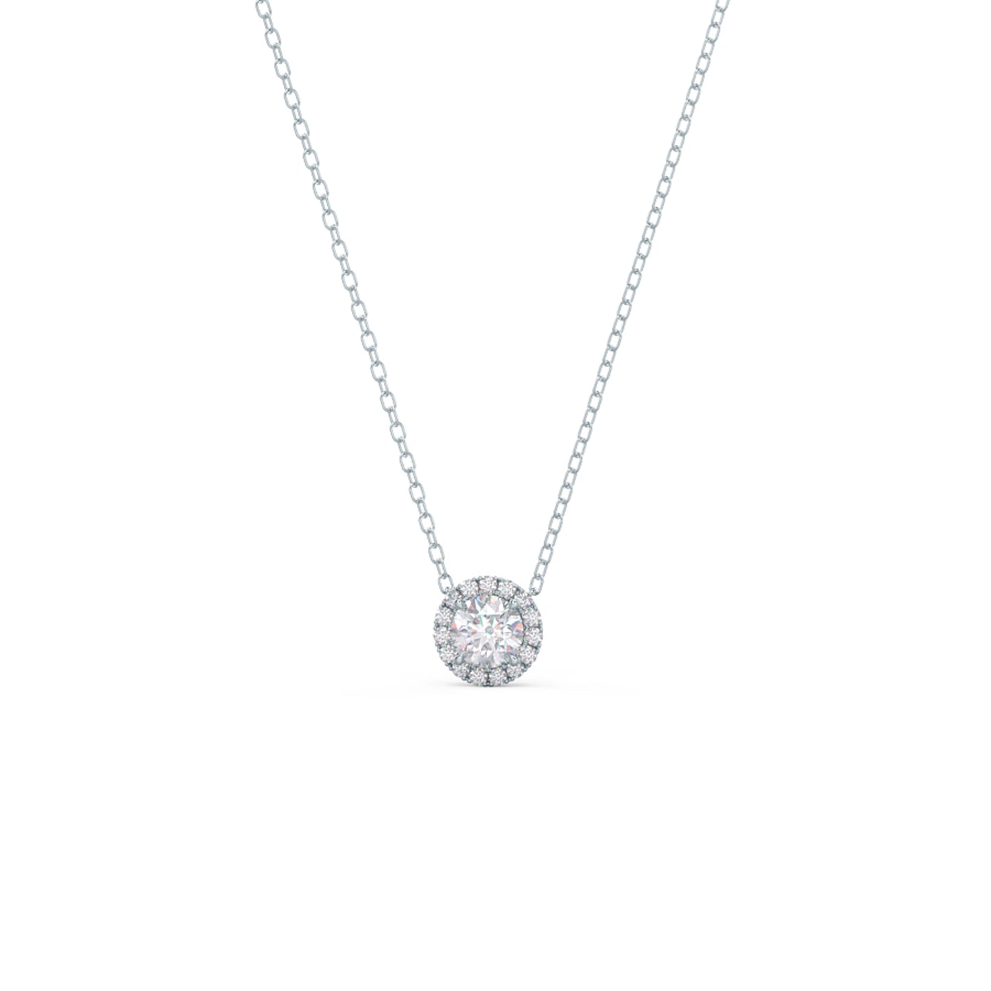 Halo Necklace with 0.35 CT Round Cut Moissanite