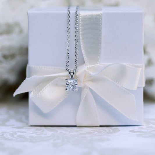 Solitaire Necklace with 0.50 CT Classic Radiant Cut Moissanite