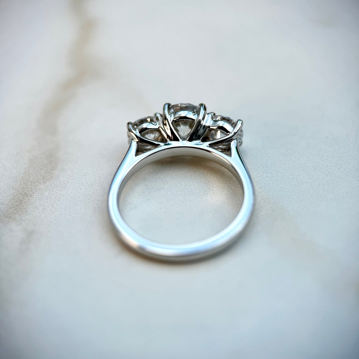 2.0 CT Round E/VS1 CVD Diamond Three Stone Engagement Ring