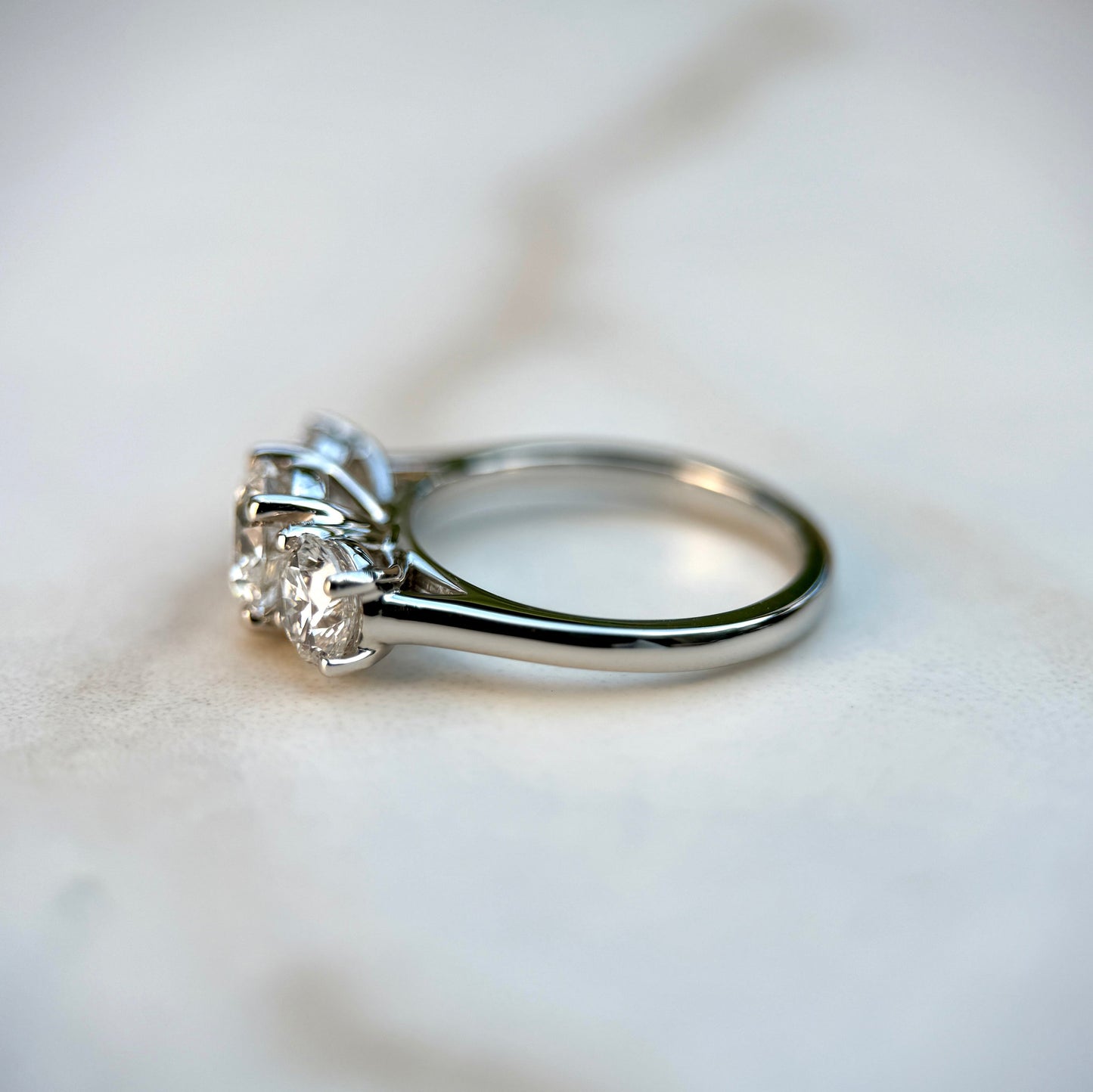 2.0 CT Round E/VS1 CVD Diamond Three Stone Engagement Ring