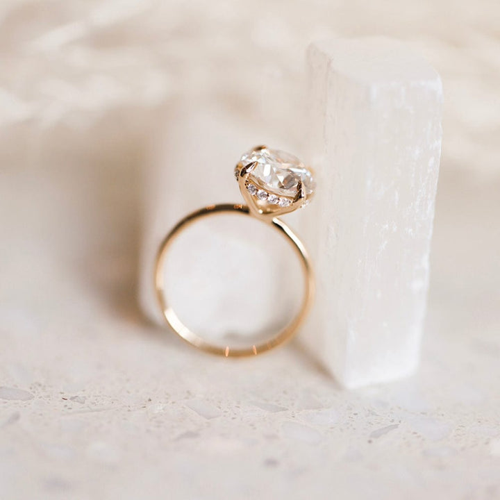 Hidden Halo Ring with 1.0 Ct Round Moissanite
