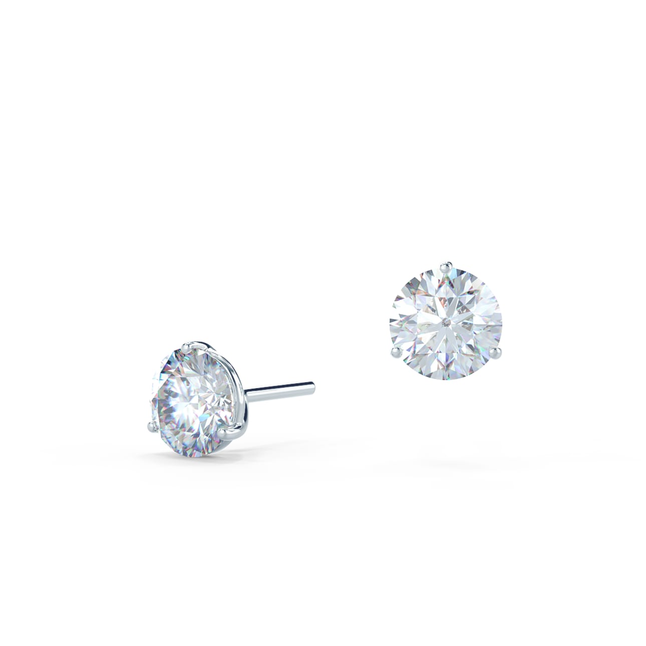 Solitaire Stud Earrings with 0.70 CT-1.50 CT Round Cut Moissanite