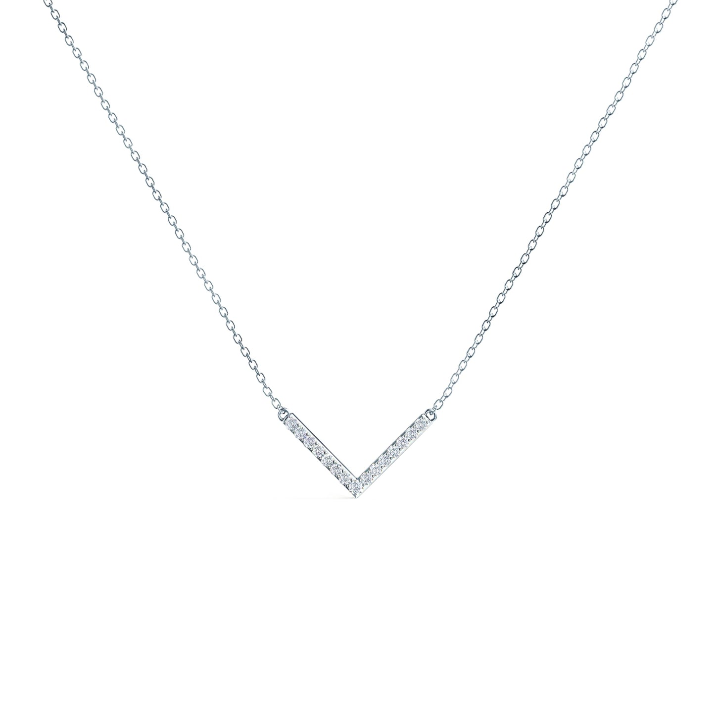 V Style Necklace with 0.24 TCW Round Cut Moissanite