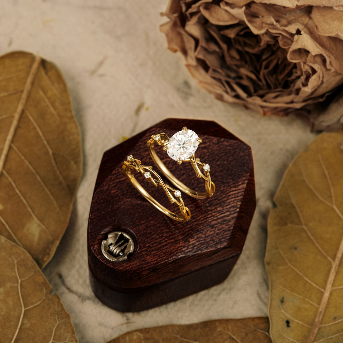 1.5 CT Oval Shaped Moissanite Diamond Bridal Set With Vintage Setting