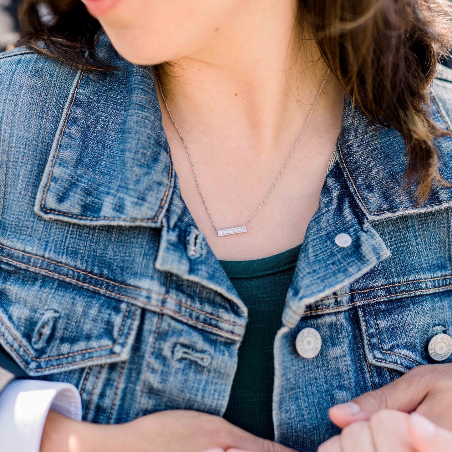 Bar Necklace with 0.21 TCW Round Cut Moissanite