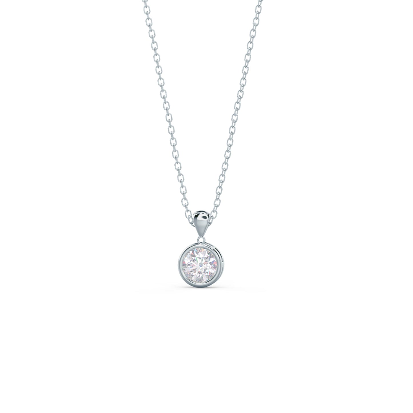 Single Bezel Necklace with 0.35 TCW Cosmopolitan Round Cut Moissanite