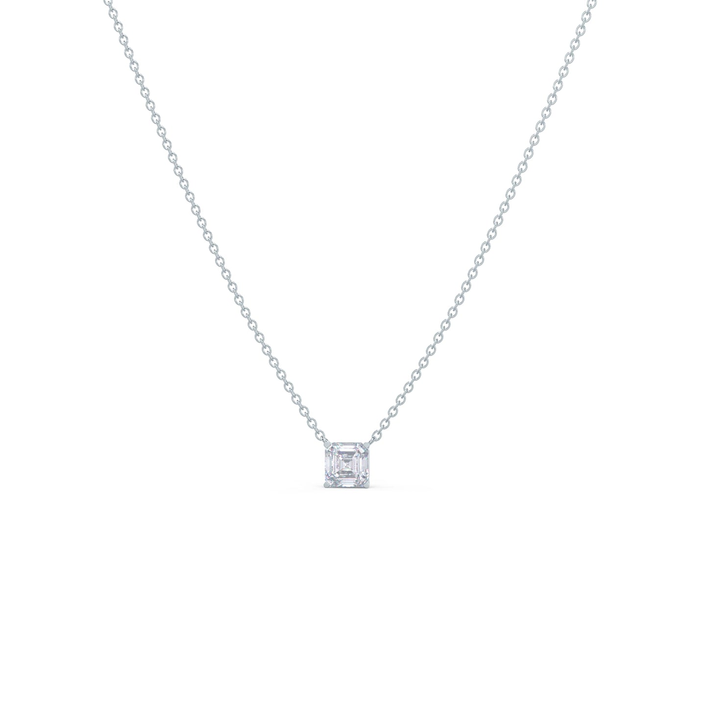 Solitaire Necklace with 0.50 CT Floating Asscher Cut Moissanite