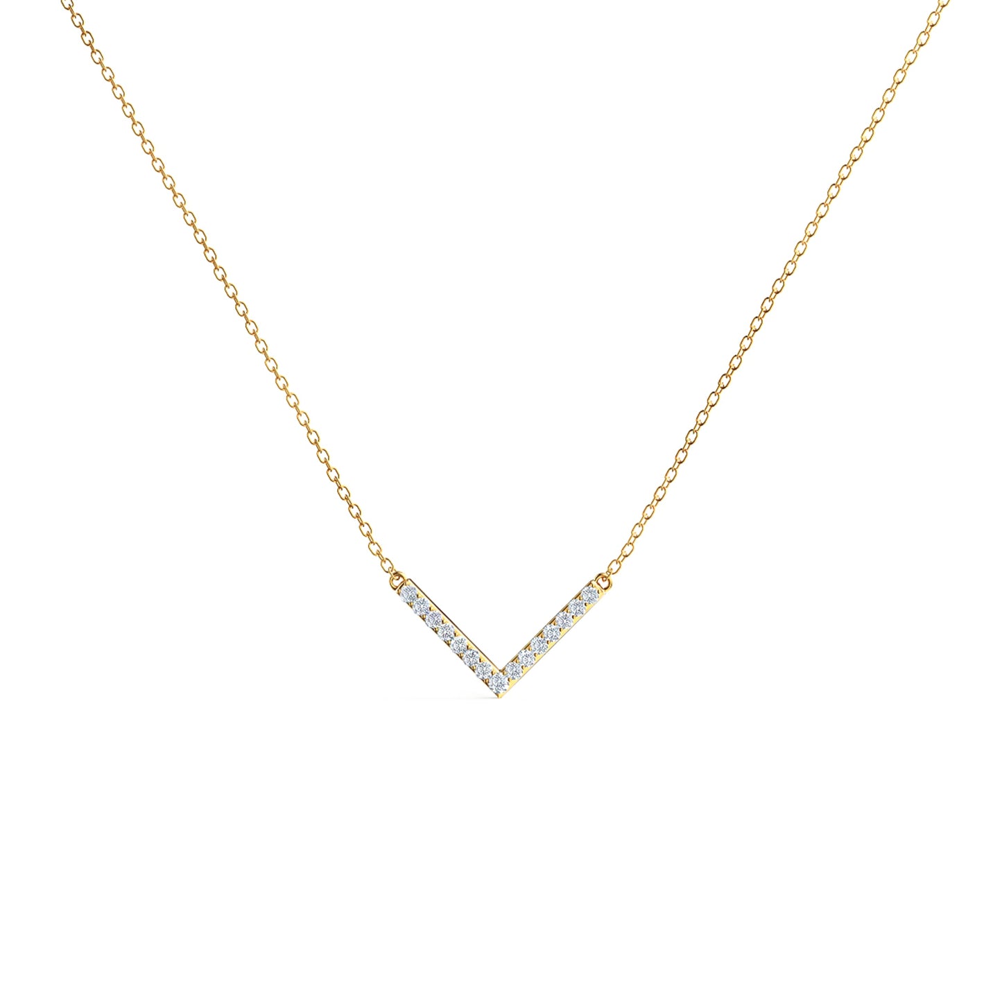 V Style Necklace with 0.24 TCW Round Cut Moissanite
