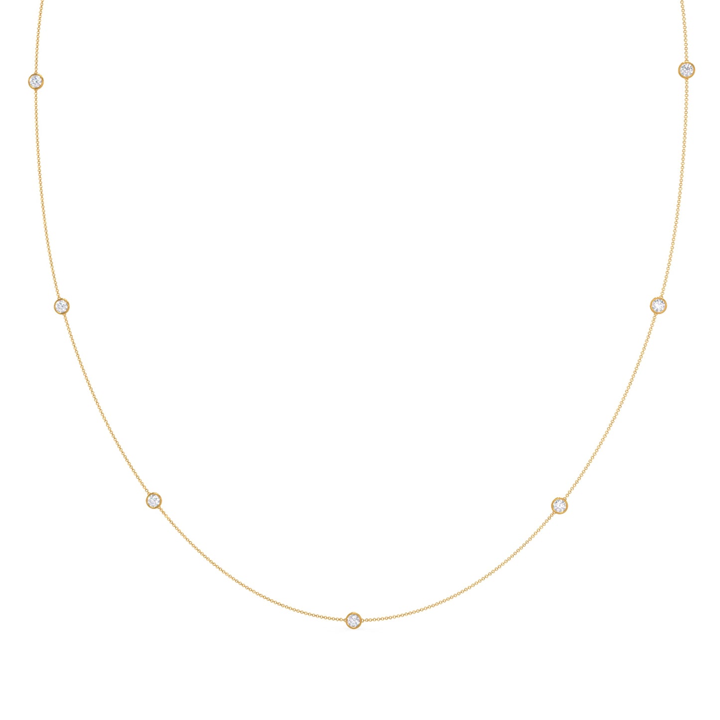 Bezel Necklace with 0.35 TCW Floating Round Cut Moissanite