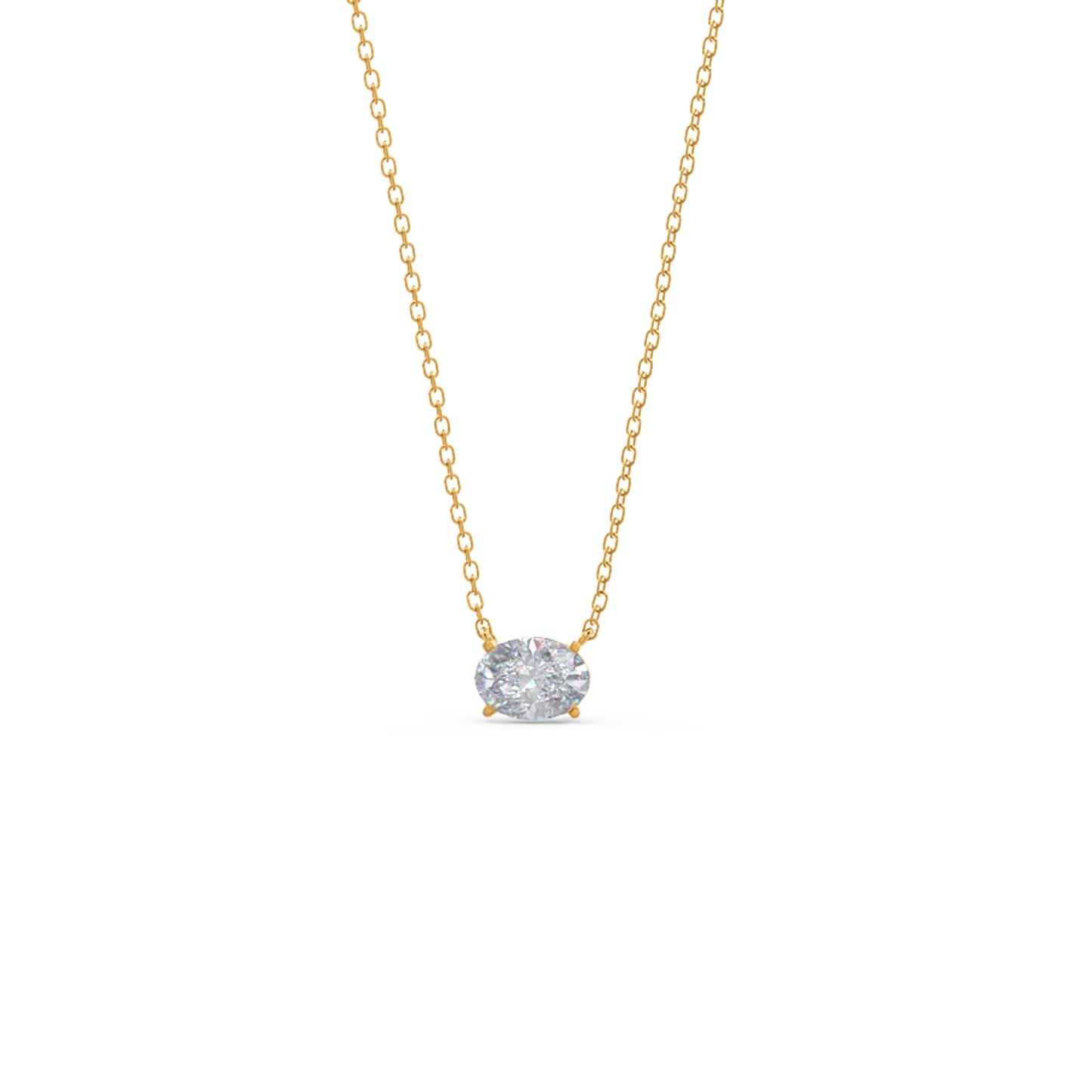 Solitaire Necklace with 0.35 CT East-West Oval Cut Moissanite