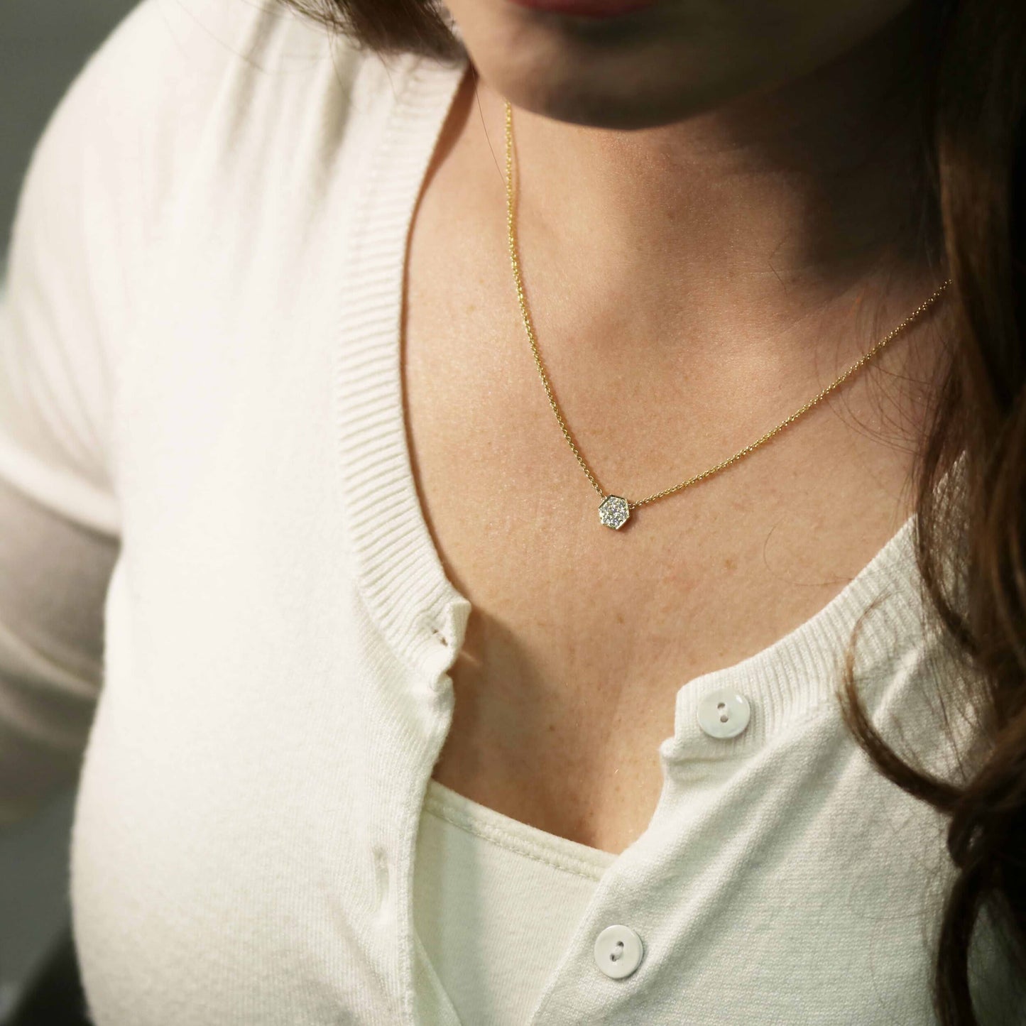 Minimalist Necklace with 0.21 TCW Round Cut Moissanite