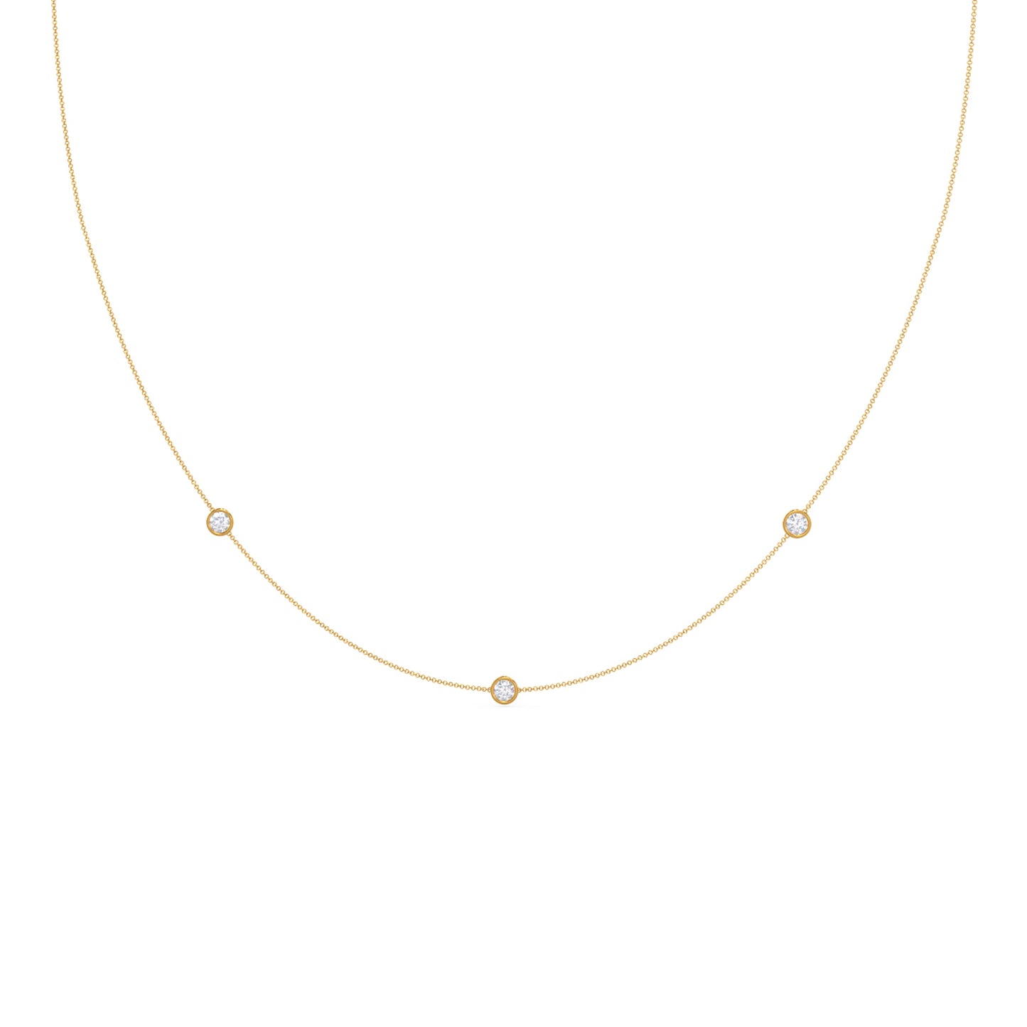 Triple Bezel Necklace with 0.50 TCW Floating Round Cut Moissanite