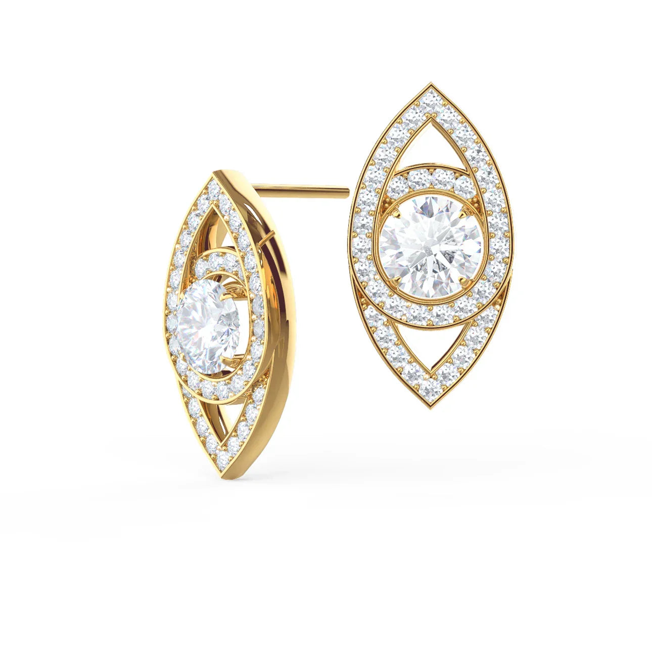 Evil Eye Stud Earrings with 2.75 CT Round Cut Moissanite