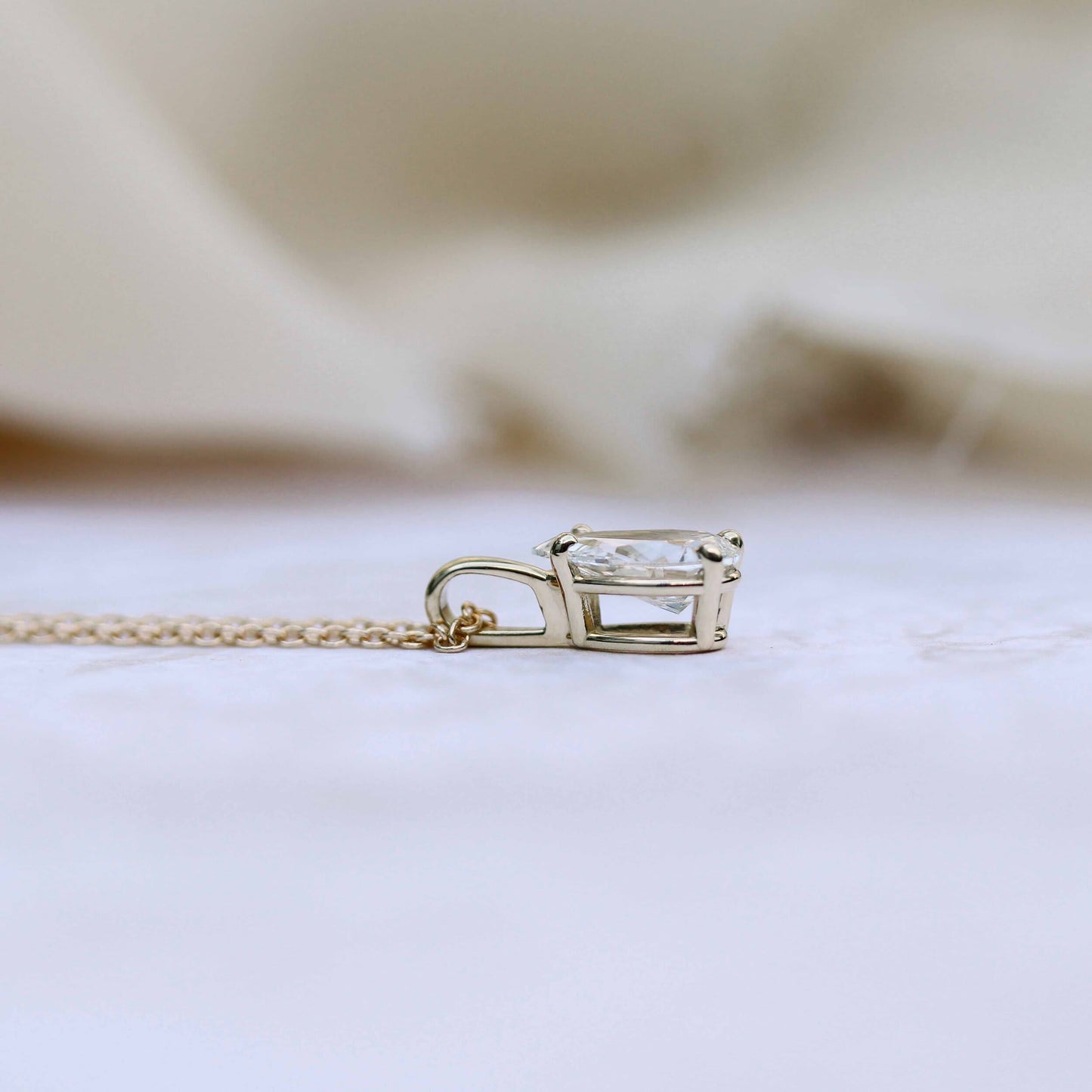Solitaire Necklace with 0.50 CT Classic Pear Cut Moissanite