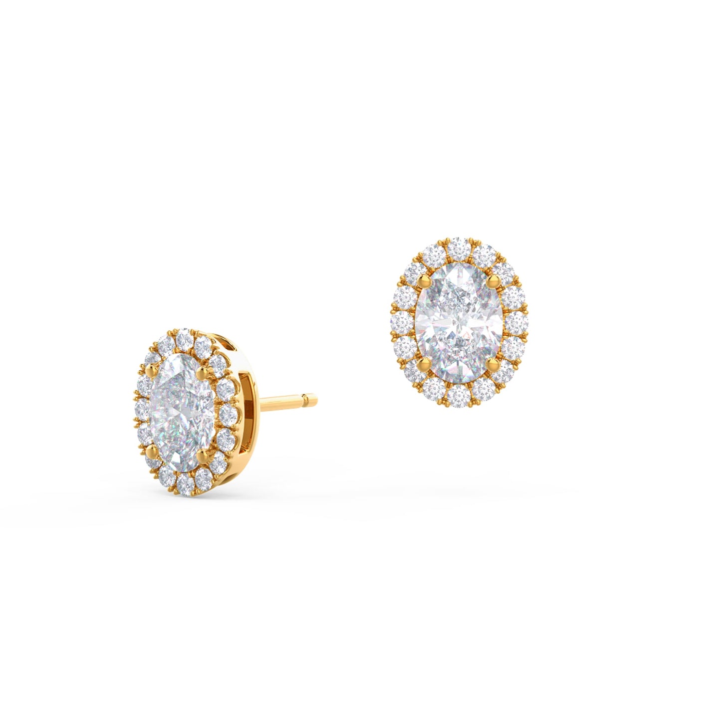 Halo Stud Earrings with 1.25 CT-1.75 CT Oval Cut Moissanite