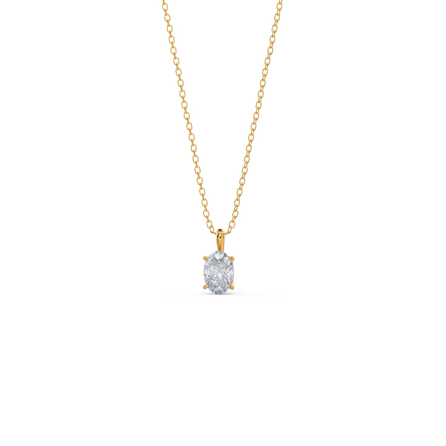 Solitaire Necklace with 0.35 CT Classic Oval Cut Moissanite