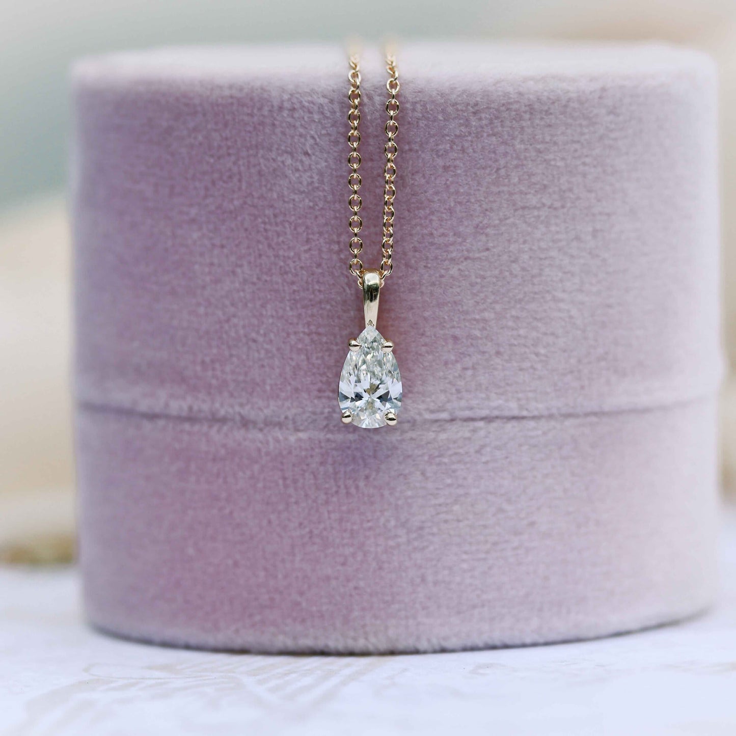 Solitaire Necklace with 0.50 CT Classic Pear Cut Moissanite