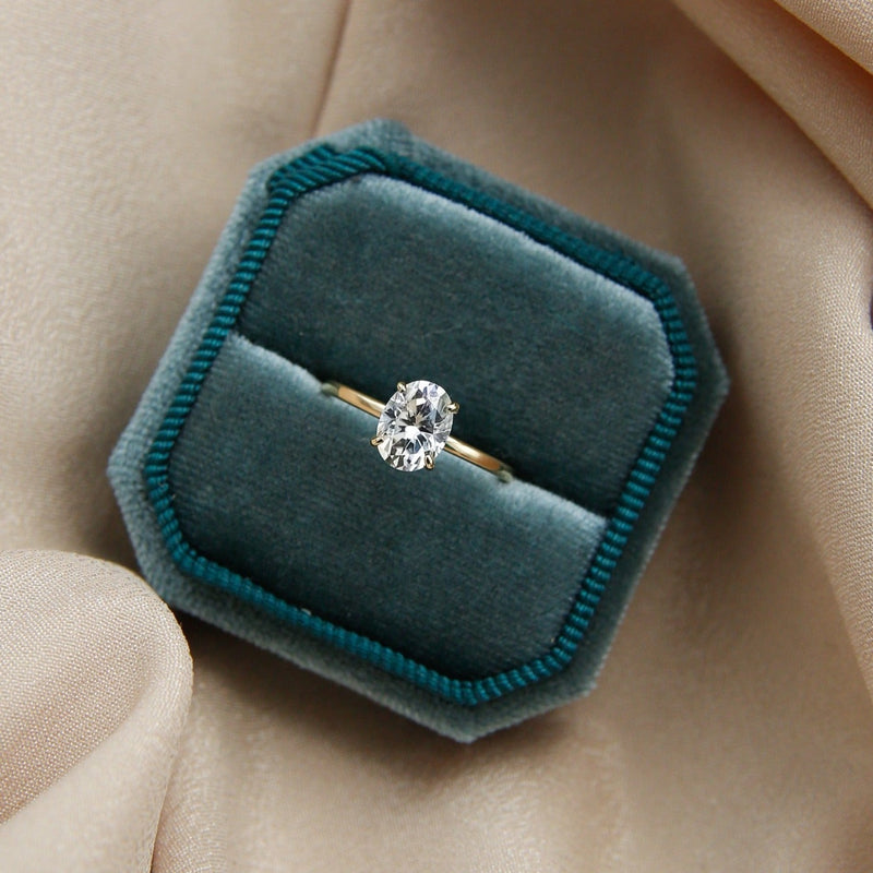 Solitaire Ring with 1.50 CT Oval Cut Moissanite