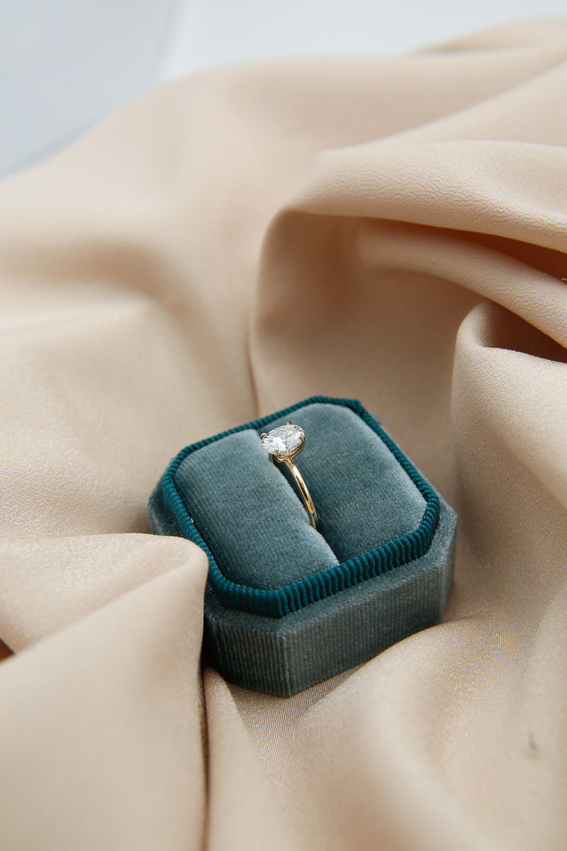 Solitaire Ring with 1.50 CT Oval Cut Moissanite