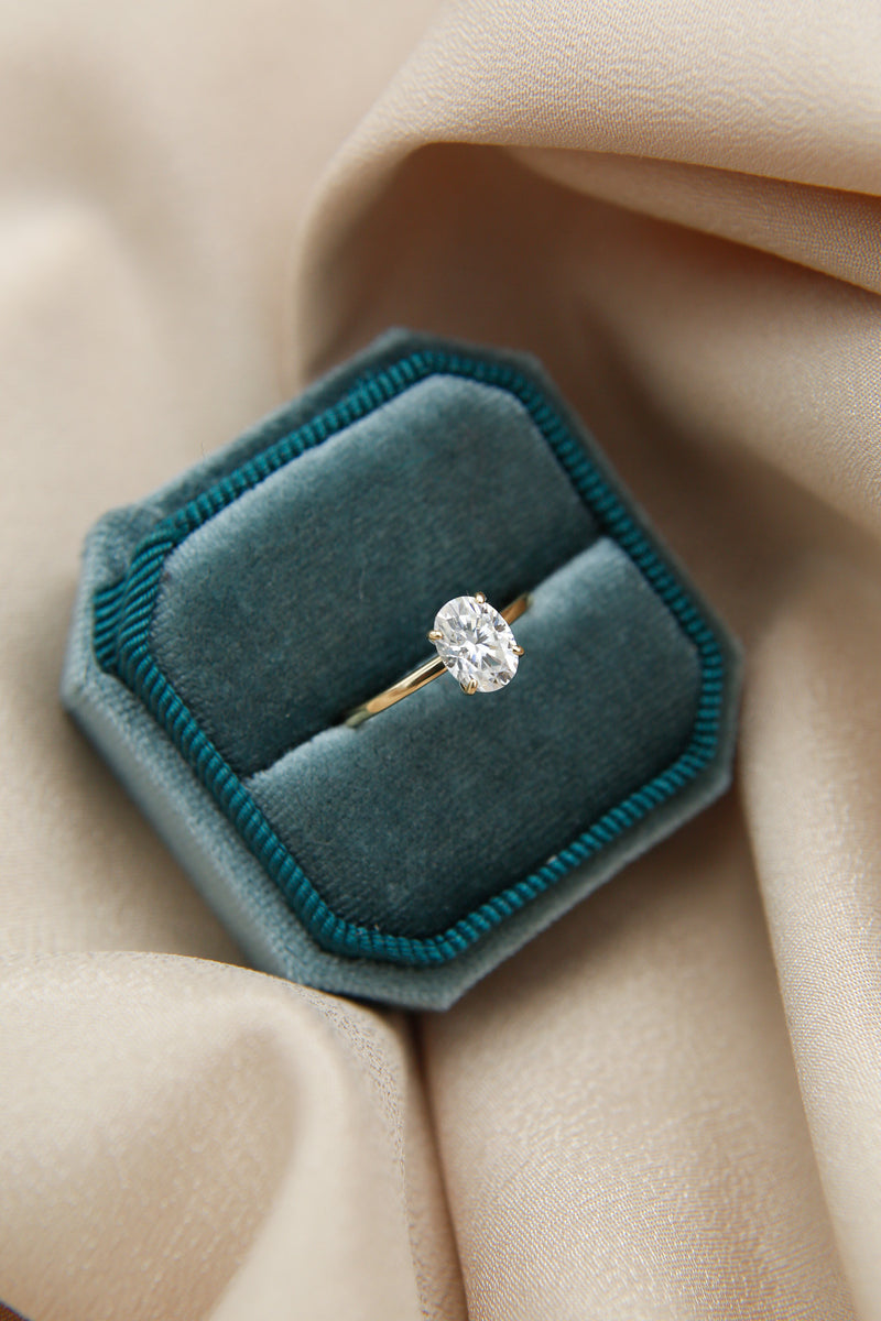 Solitaire Ring with 1.50 CT Oval Cut Moissanite