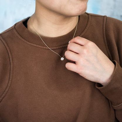 Minimalist Necklace with 0.21 TCW Round Cut Moissanite