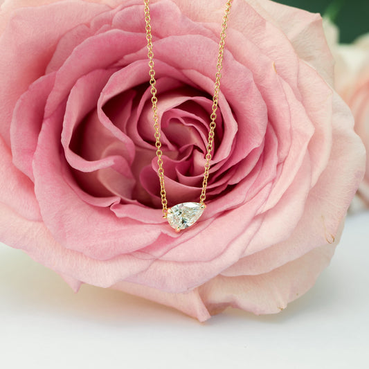 Solitaire Necklace with 0.40 CT Floating Pear Cut Moissanite