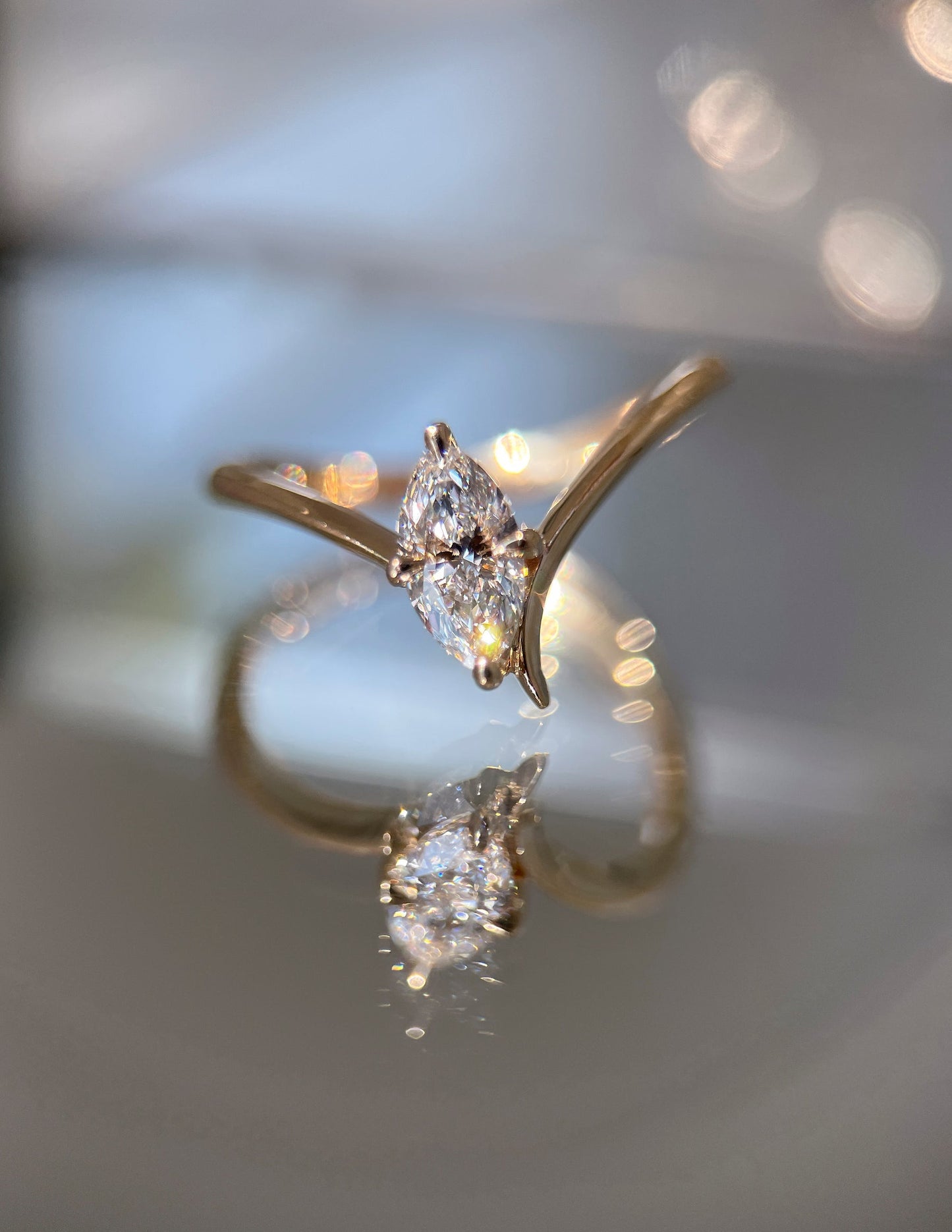 0.50 -1.50 CT Marquise Shape Lab Grown Diamond Solitaire Engagement Ring