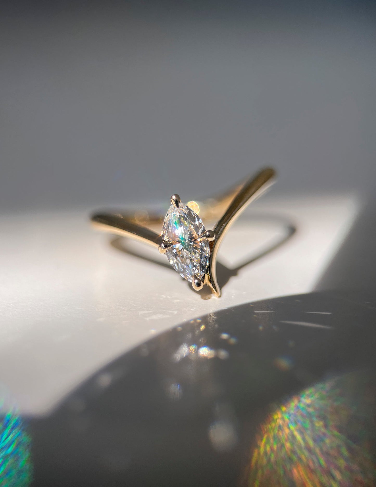 0.50 -1.50 CT Marquise Shape Lab Grown Diamond Solitaire Engagement Ring