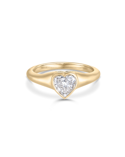 Mimi- Heart Solitaire Signet Lab Grown Diamond Pinky Ring