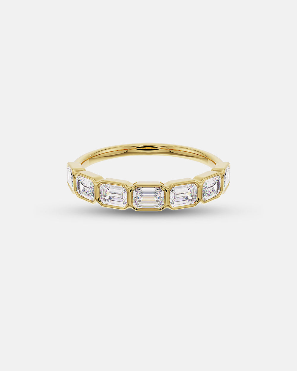 Sena- Emerald Bezel Lab Grown Diamond Wedding Band