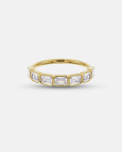 Sena- Emerald Bezel Lab Grown Diamond Wedding Band