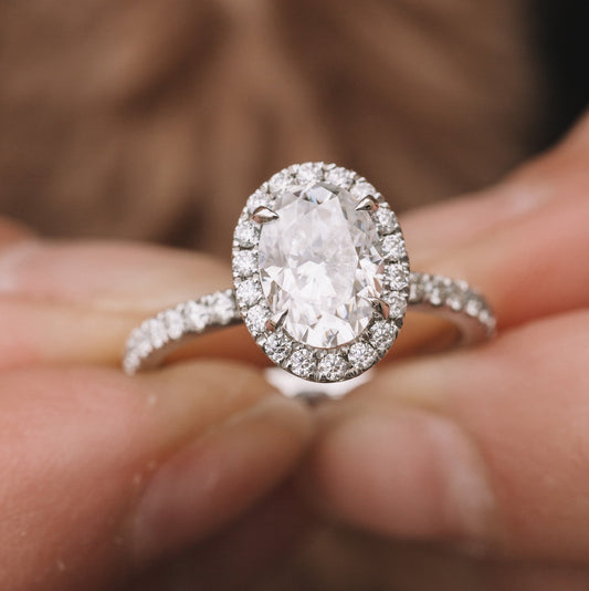 3.80 CT Oval Moissanite Diamond Ring in 10K Rose Gold – Ready to Ship (US 8.5)