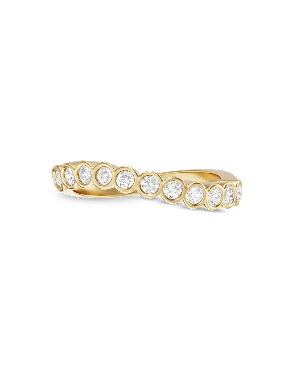 Elise- Round Bezel Curved Lab Grown Wedding Band