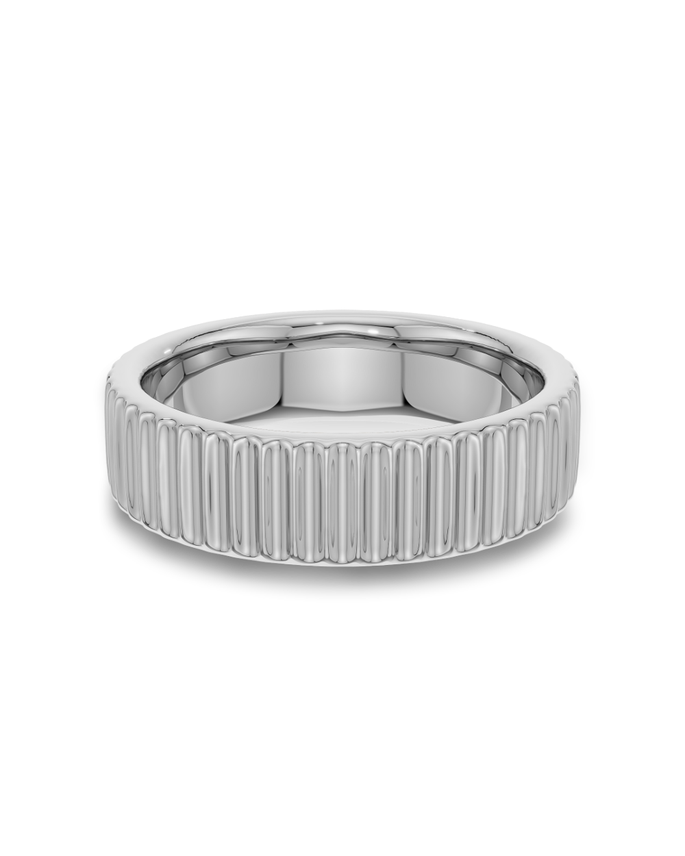 Sterling- Ribbed Band Men's Wedding Band