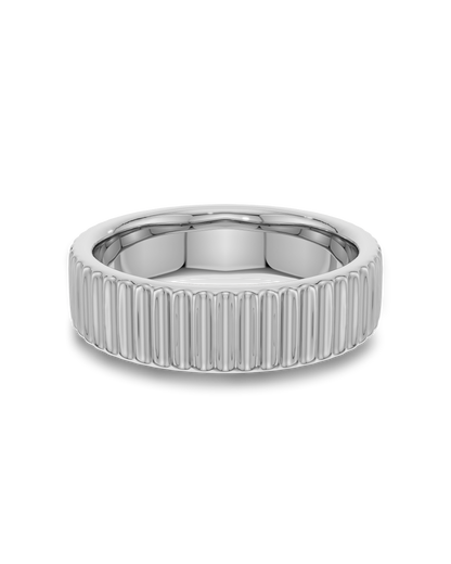 Sterling- Ribbed Band Men's Wedding Band