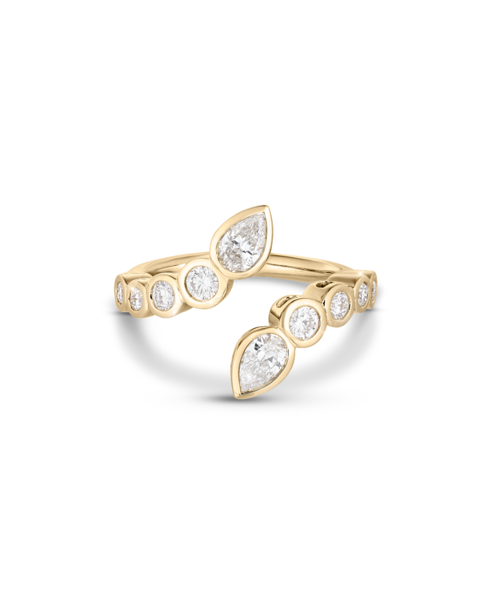 Lena- Round & Pear Open Wrap Bezel Lab Grown Diamond Wedding Band