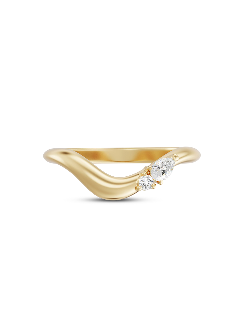 Cleo- Pear & Round Bold Curved Lab Grown Diamond Wedding Band