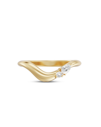 Cleo- Pear & Round Bold Curved Lab Grown Diamond Wedding Band