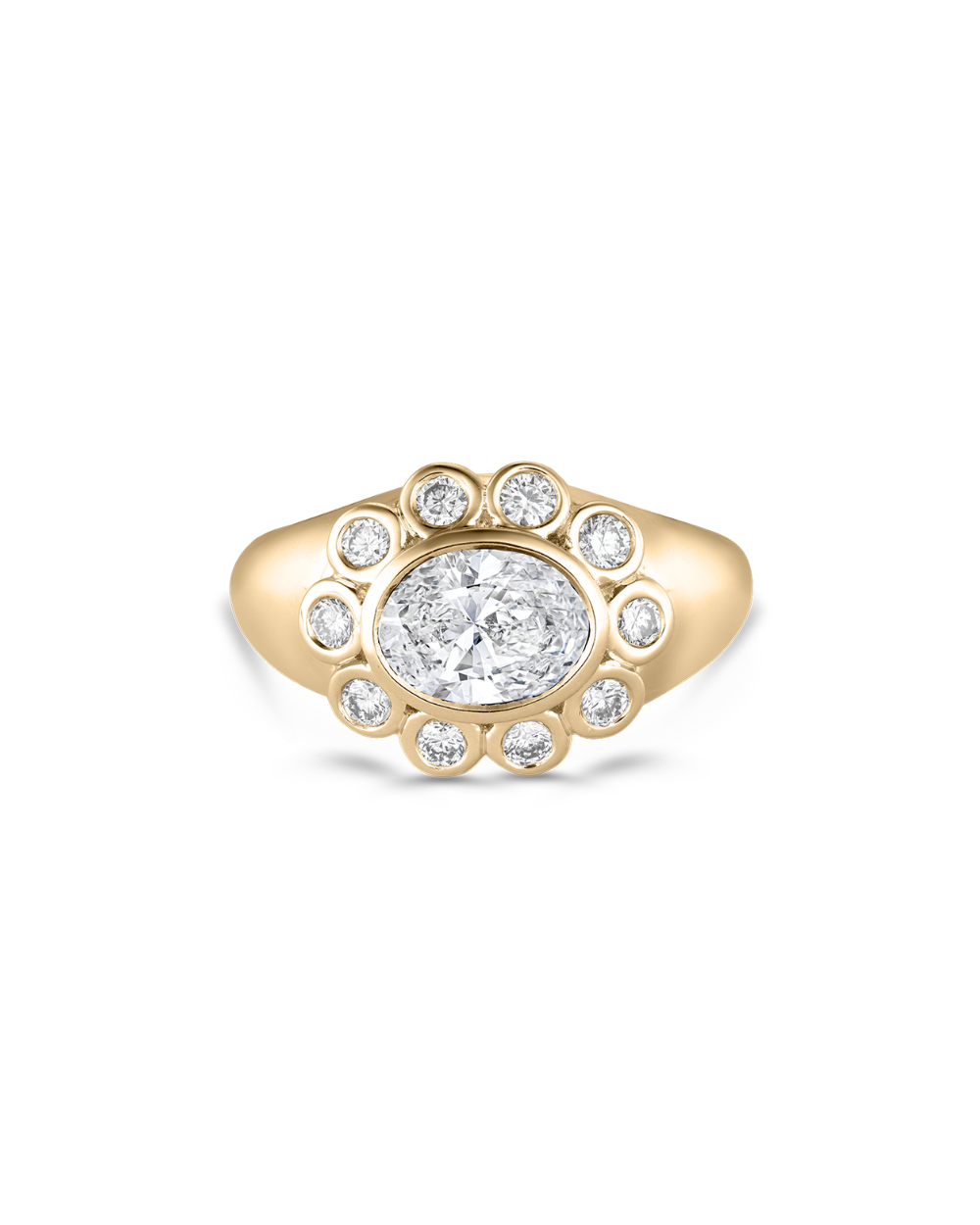 Clover- Oval Signet Lab Grown Diamond Pinky Ring