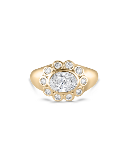 Clover- Oval Signet Lab Grown Diamond Pinky Ring