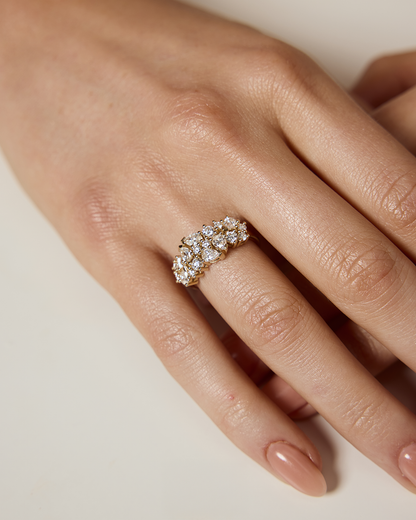 Vera- Pear & Round Cluster Lab Grown Diamond Wedding Band