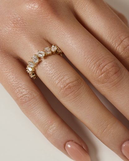 Kira- Emerald Cluster Lab Grown Diamond Wedding Band